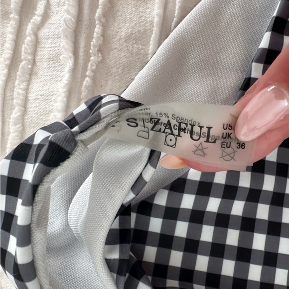 Zaful Black and White Gingham Bikini Size S - Picture 3 of 4